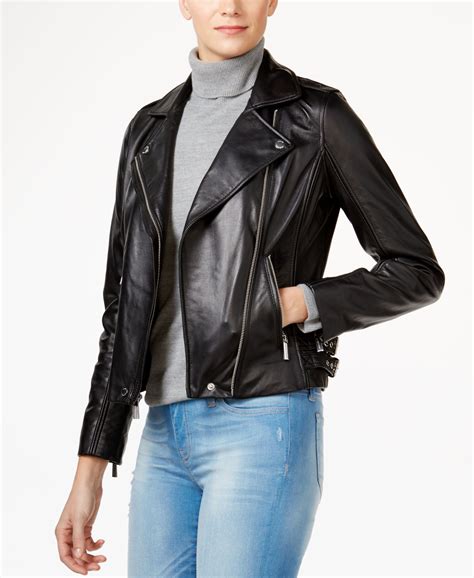 macy michael kors leather jacket men|Michael Kors women's fitted jackets.